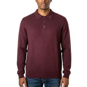 Banana Republic NWOT Burgundy 100% Cashmere LS Polo Sweater Size L